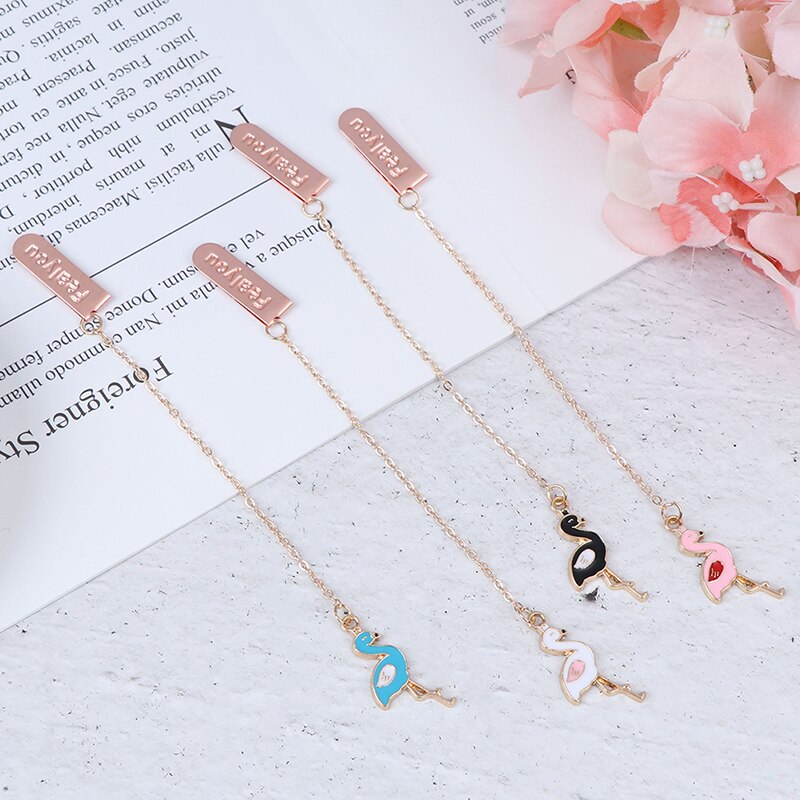 1pc Kawaii Flamingo Metal Bookmark Cute Animals