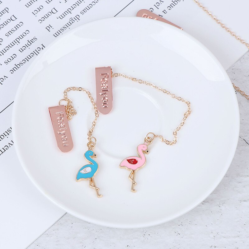 1pc Kawaii Flamingo Metal Bookmark Cute Animals