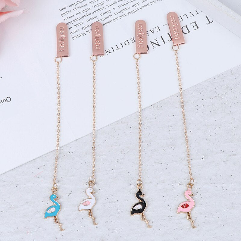 1pc Kawaii Flamingo Metal Bookmark Cute Animals