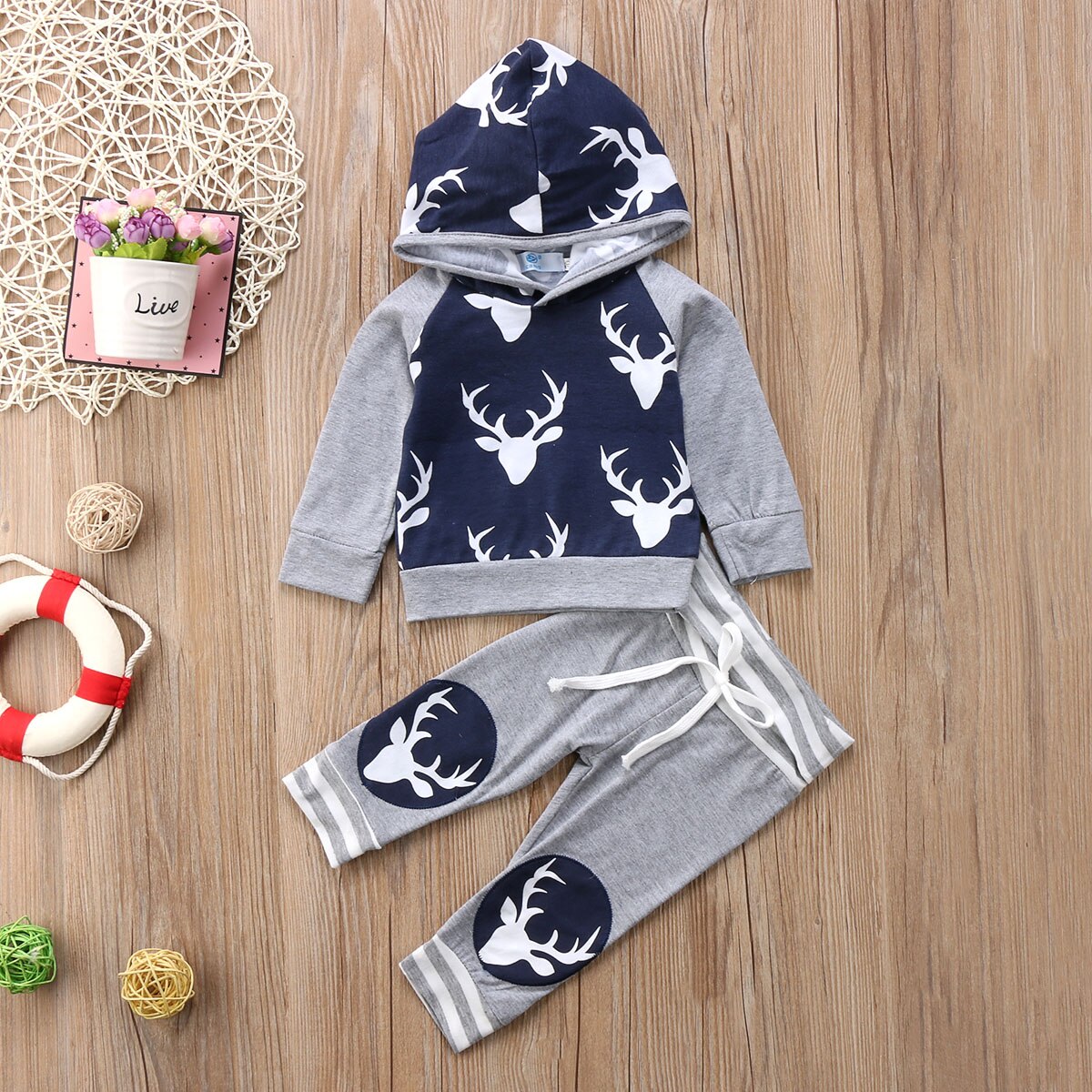 Common Deers Fall Navy Blue Newborn Baby Boys