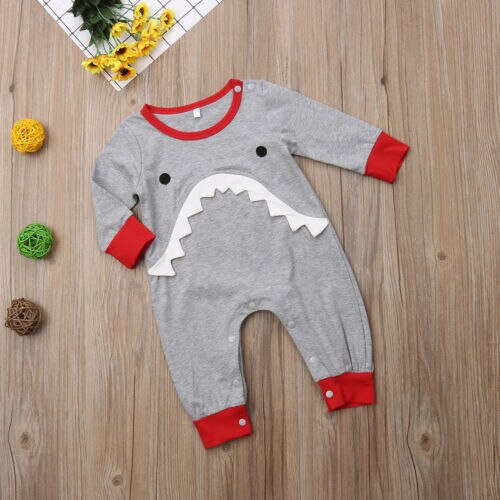 Autumn Newborn Baby Boy Shark Romper