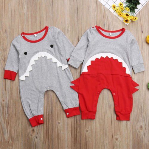 Autumn Newborn Baby Boy Shark Romper