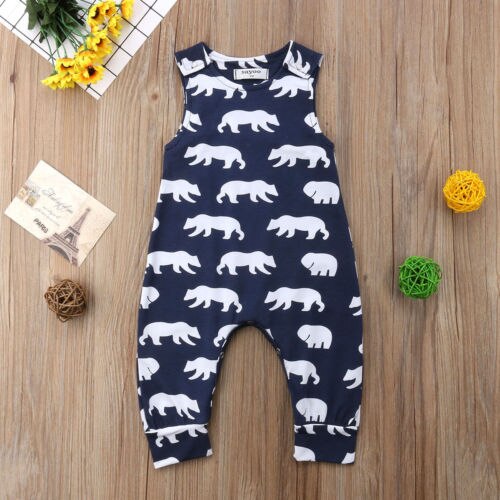 New Toddler Baby Girl Boy Bear Romper