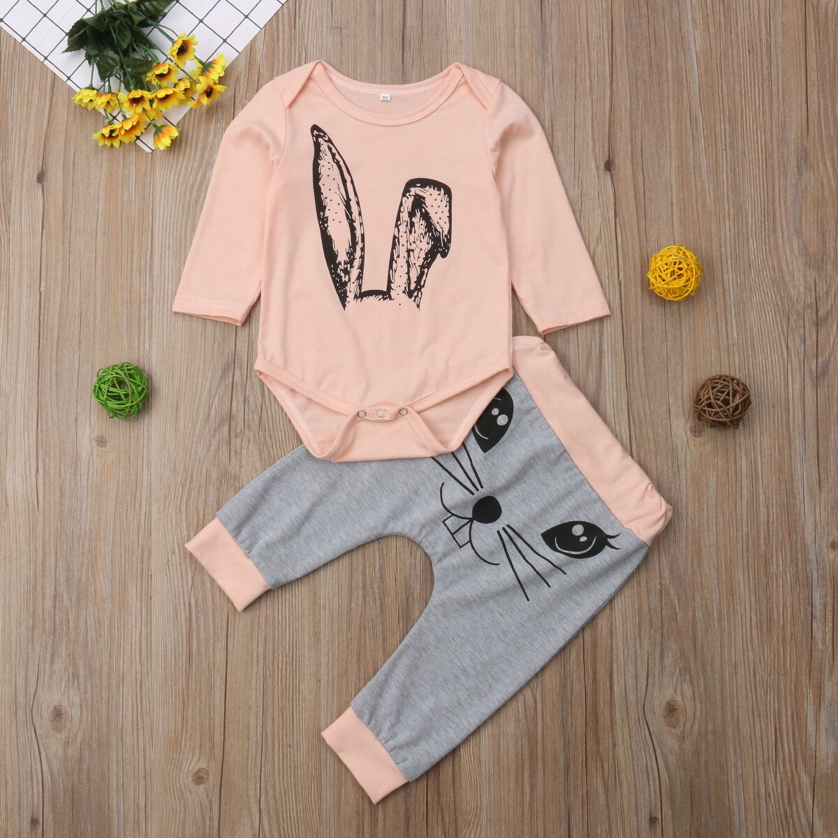 Newborn Baby Boys Girls Romper Tops+Pants