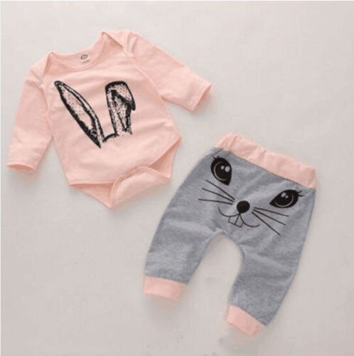 Newborn Baby Boys Girls Romper Tops+Pants
