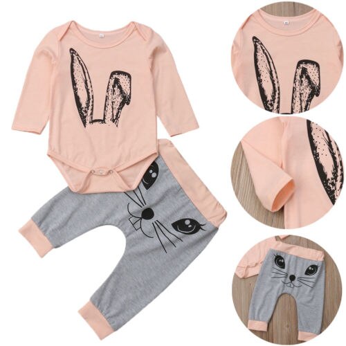 Newborn Baby Boys Girls Romper Tops+Pants