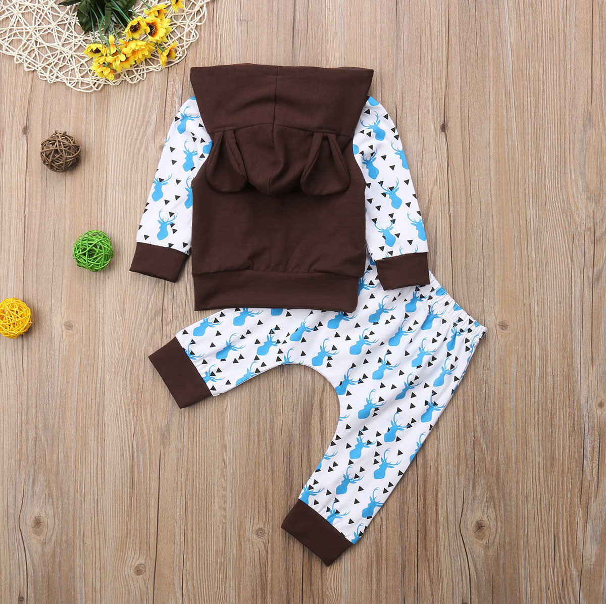 Newborn Baby Kid Boy Deer Hooded Tops+Pants