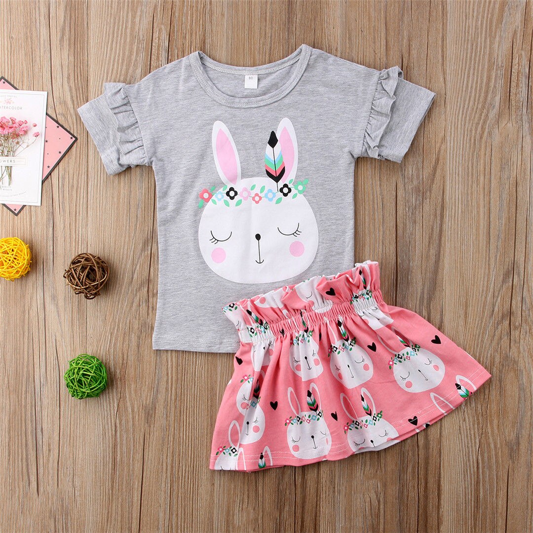 Rabbit Funny Cartoon Gray Easter 2Pcs Newborn