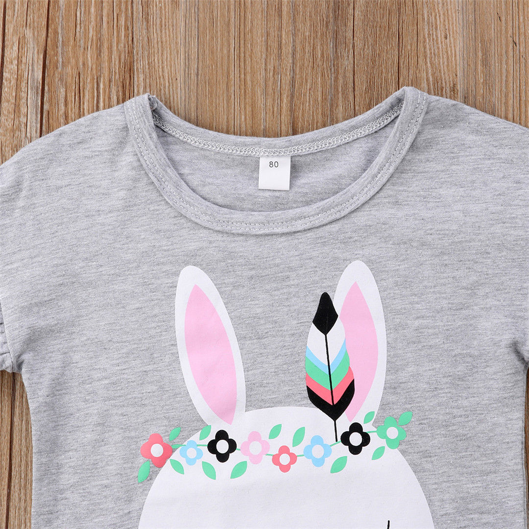 Rabbit Funny Cartoon Gray Easter 2Pcs Newborn