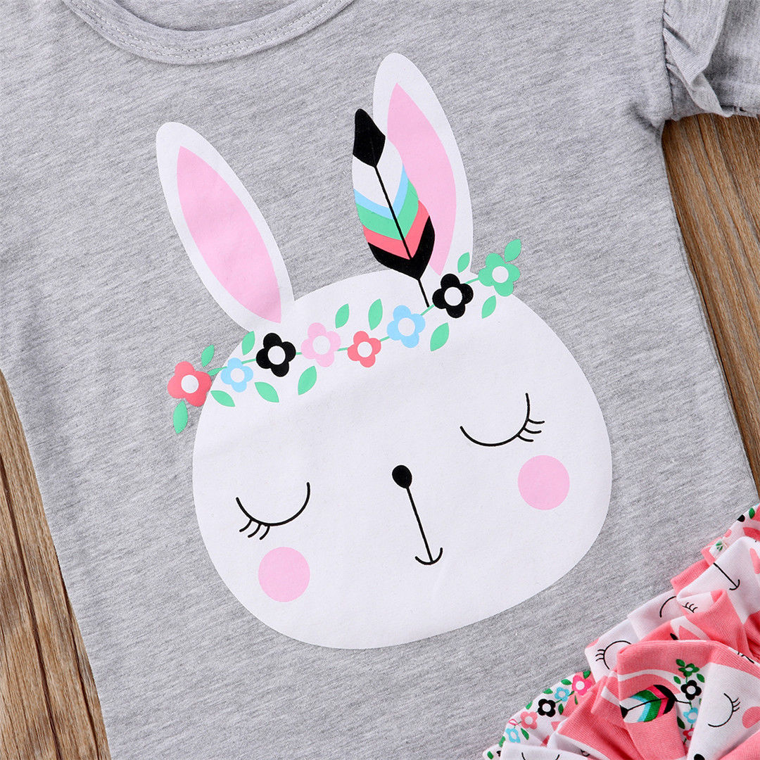 Rabbit Funny Cartoon Gray Easter 2Pcs Newborn
