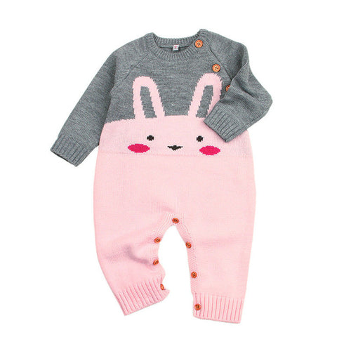 Rabbit Pattern Sweater Baby Girls Boys Romper