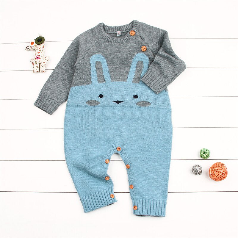 Rabbit Pattern Sweater Baby Girls Boys Romper