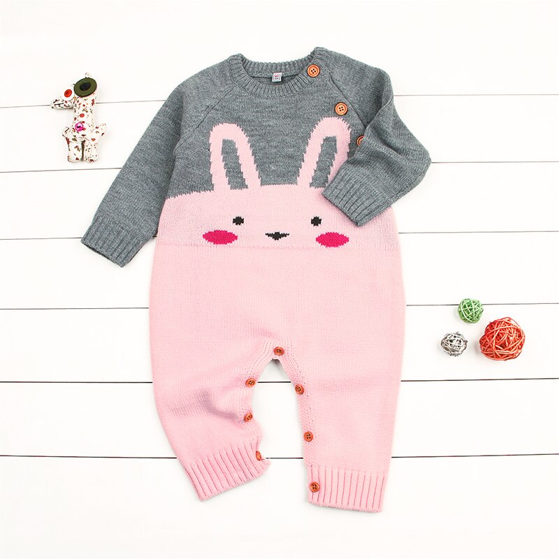 Rabbit Pattern Sweater Baby Girls Boys Romper