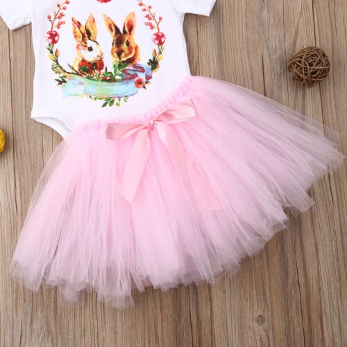 Newborn Baby Girls Rabbit Romper Tutu Skirt