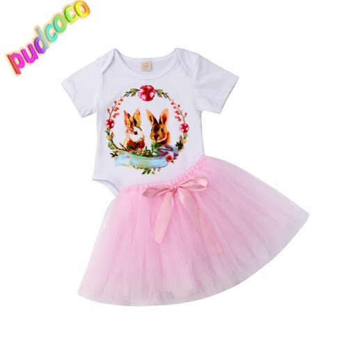 Newborn Baby Girls Rabbit Romper Tutu Skirt