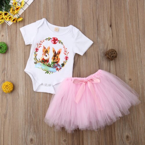 Newborn Baby Girls Rabbit Romper Tutu Skirt