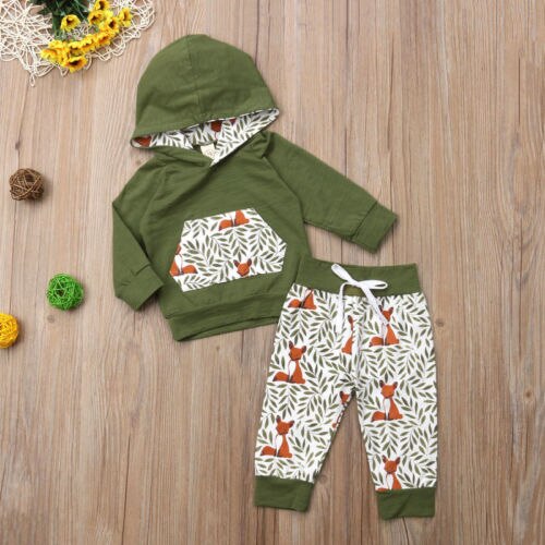 Newborn Kids Baby Girl Boy Floral Fox Hooded