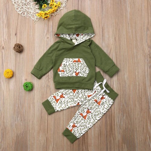 Newborn Kids Baby Girl Boy Floral Fox Hooded