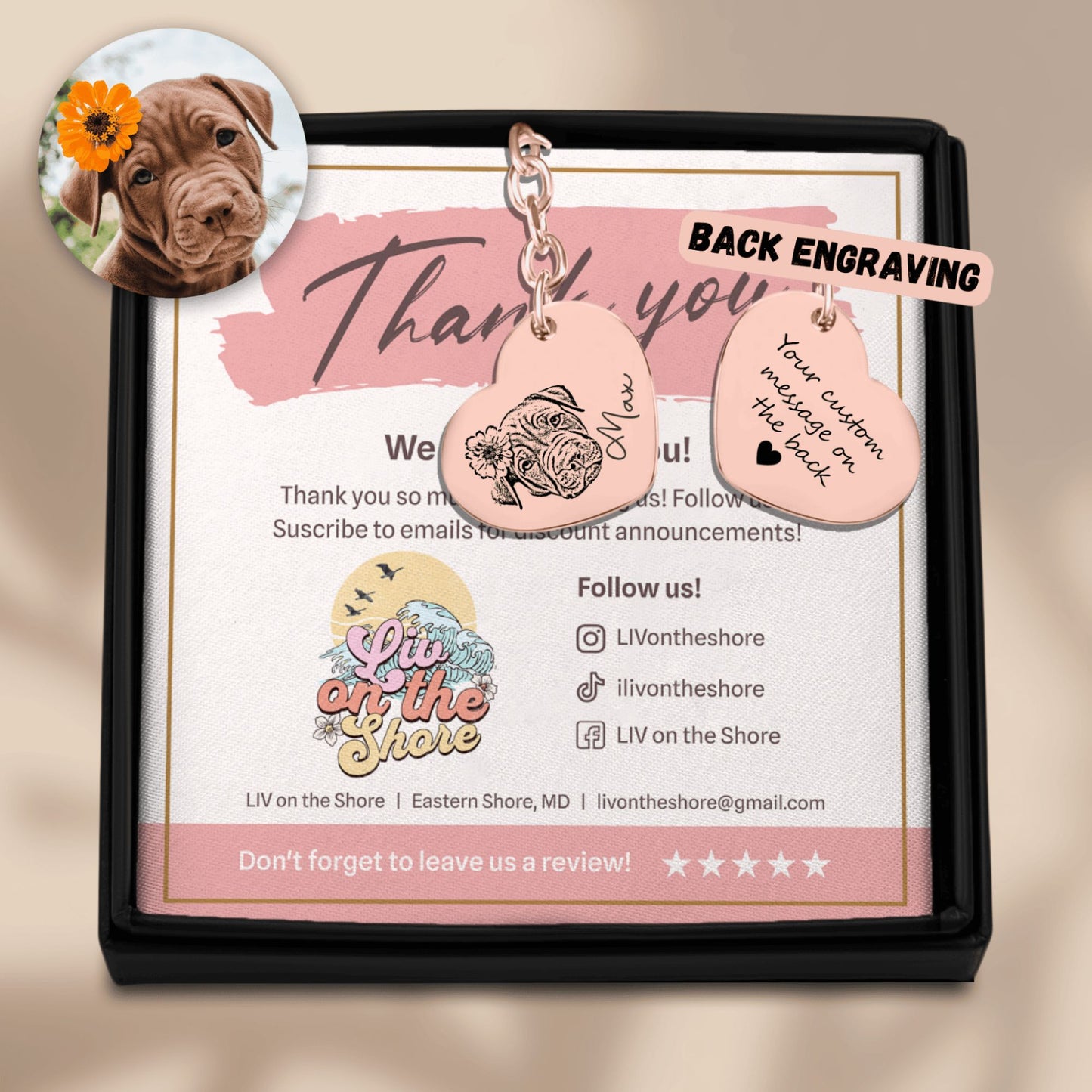 Pet Portrait Heart Keychain