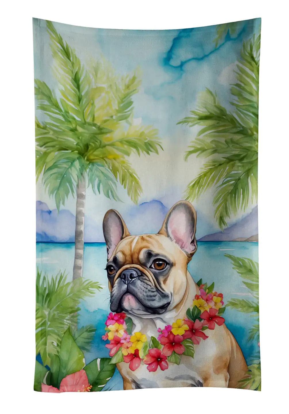 Frenchie Luau Velour Towel