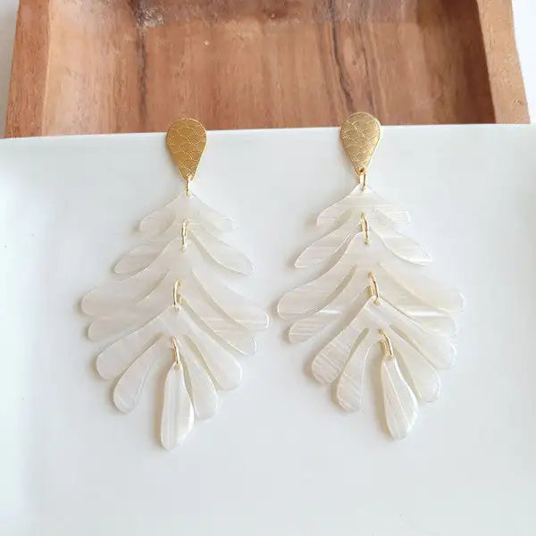 Tropical Palm Leaf Earrings