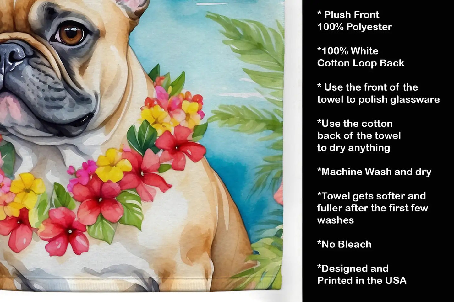 Frenchie Luau Velour Towel