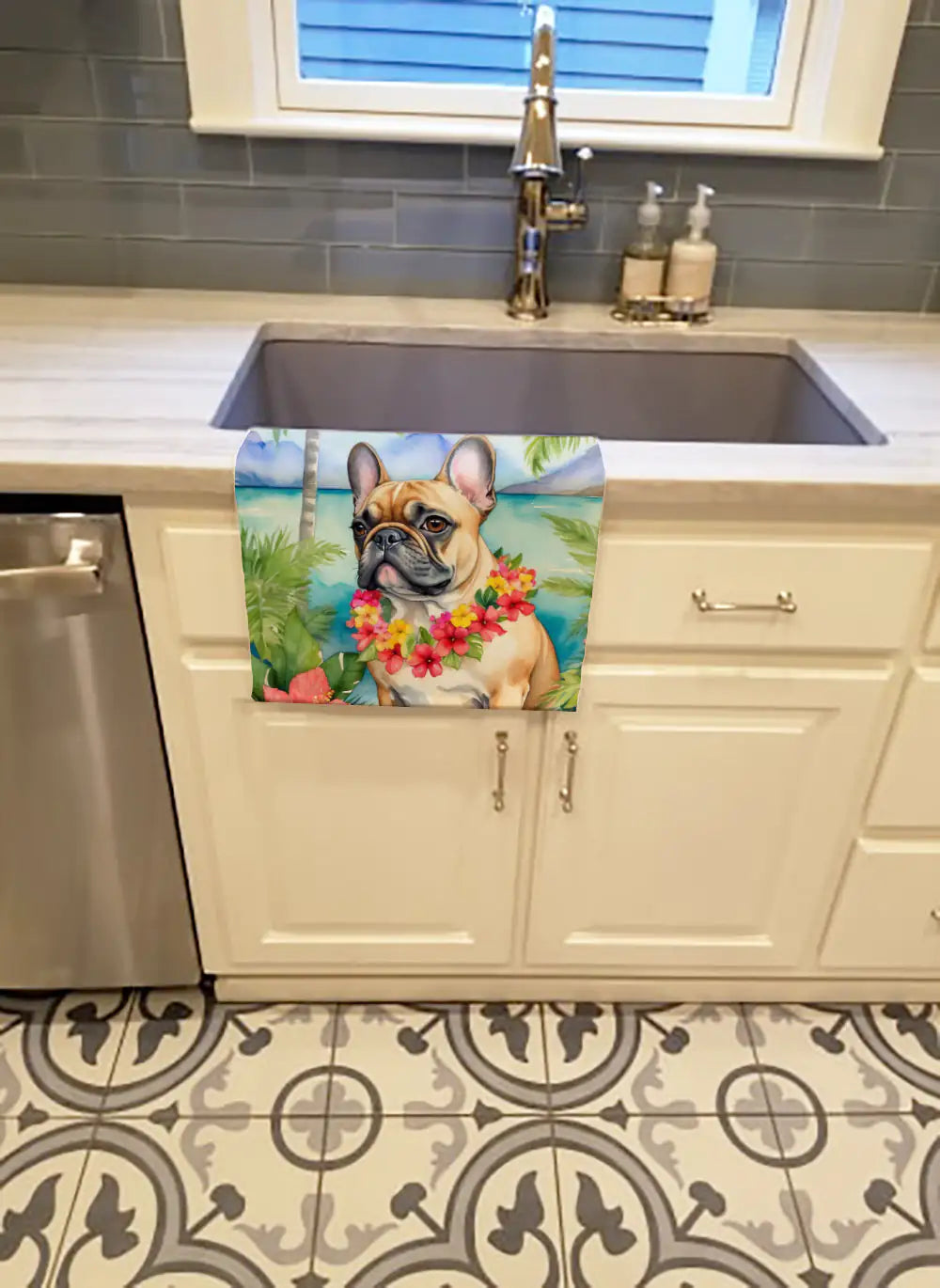 Frenchie Luau Velour Towel