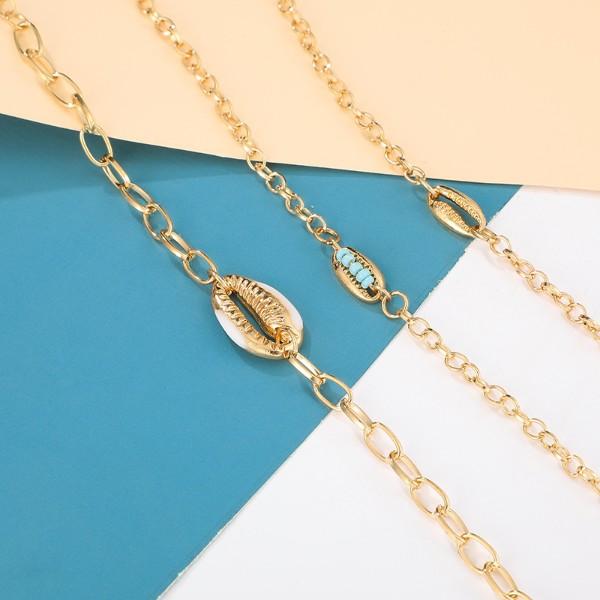 Turquoise Sea-Shell 3 Piece Bracelet Set in 14K Gold ITALY Design