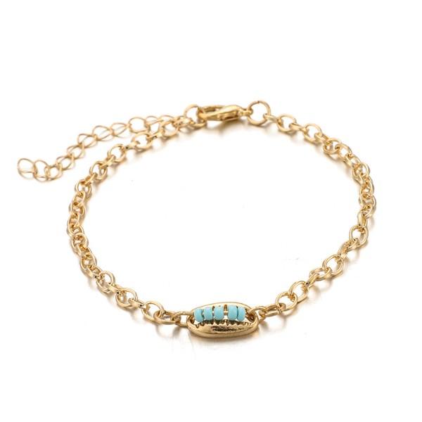 Turquoise Sea-Shell 3 Piece Bracelet Set in 14K Gold ITALY Design