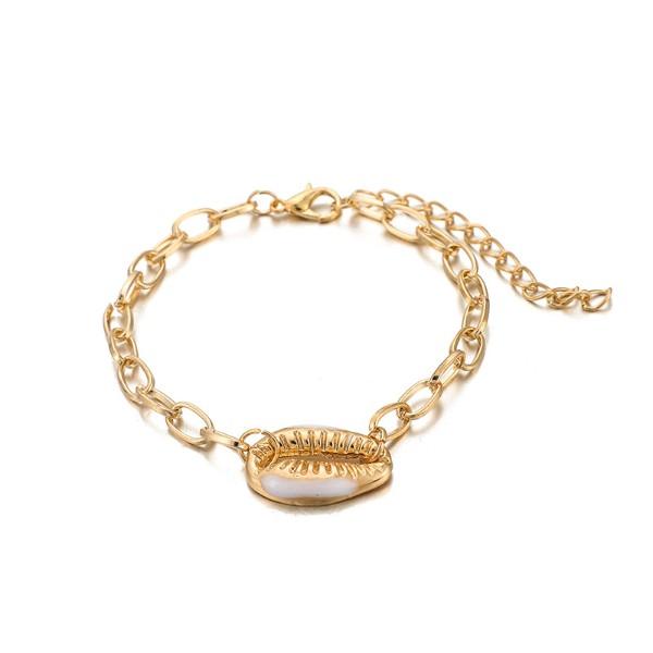 Turquoise Sea-Shell 3 Piece Bracelet Set in 14K Gold ITALY Design