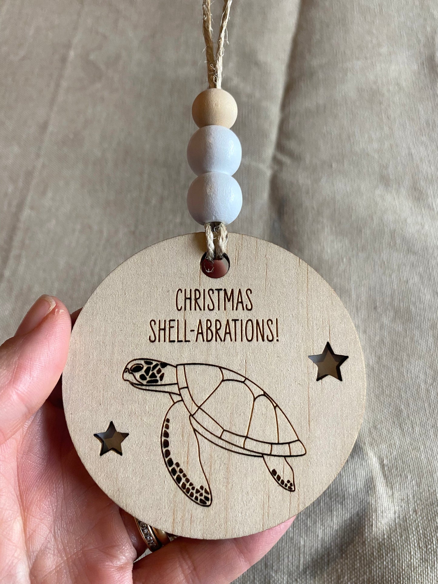 Wooden Christmas Decoration - Green Turtle
