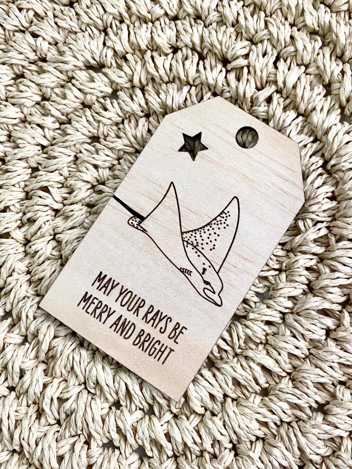 Wooden Christmas Swing Tag - Spotted Eagle Ray