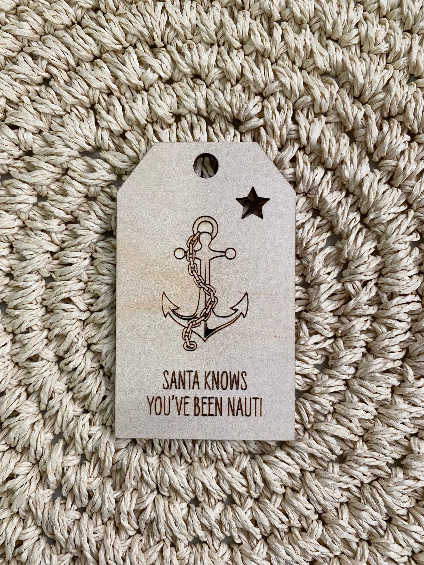 Wooden Christmas Swing Tag - Anchor and Chain
