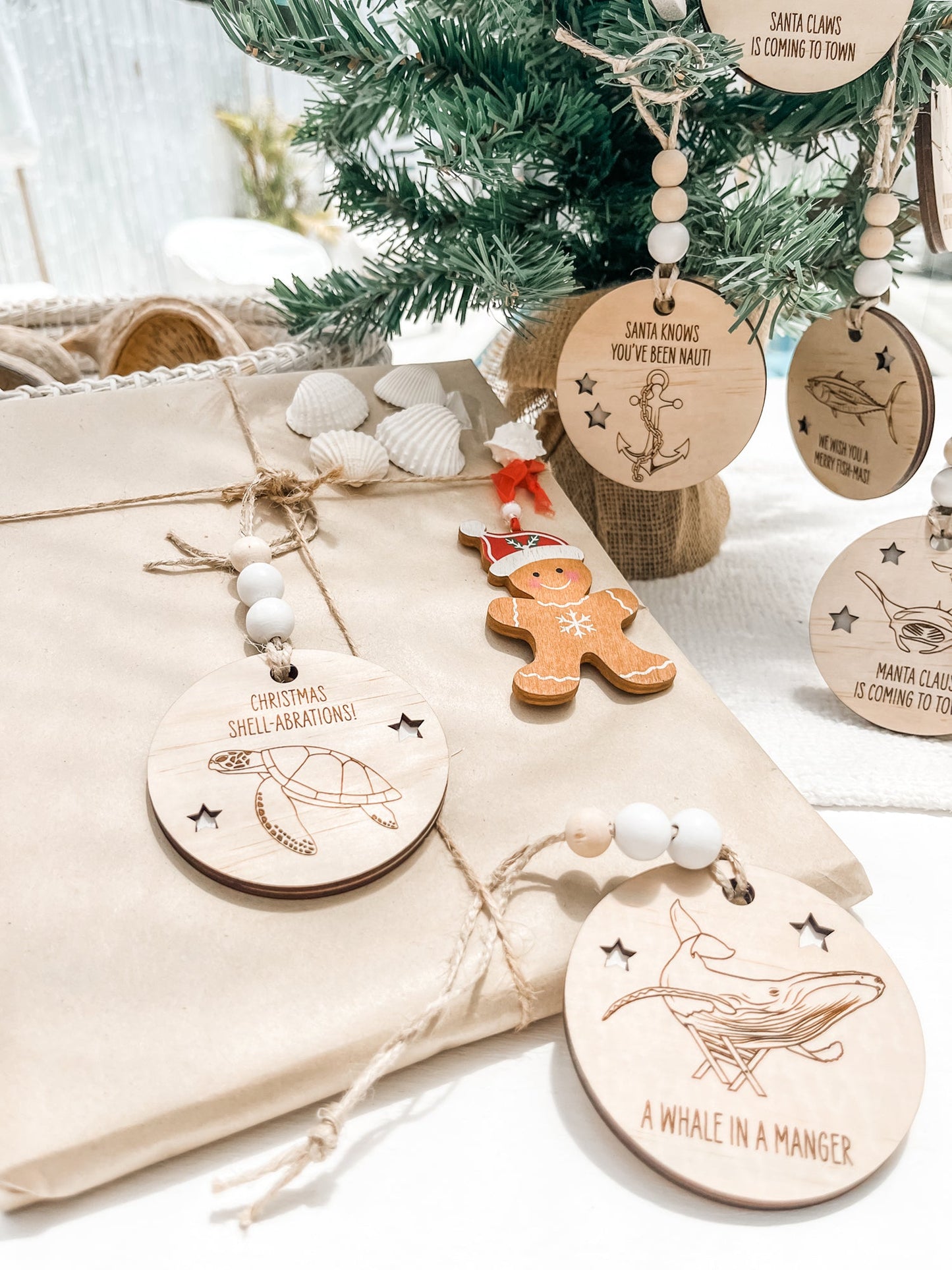 Wooden Christmas Decoration - Nautical Anchor and Chain