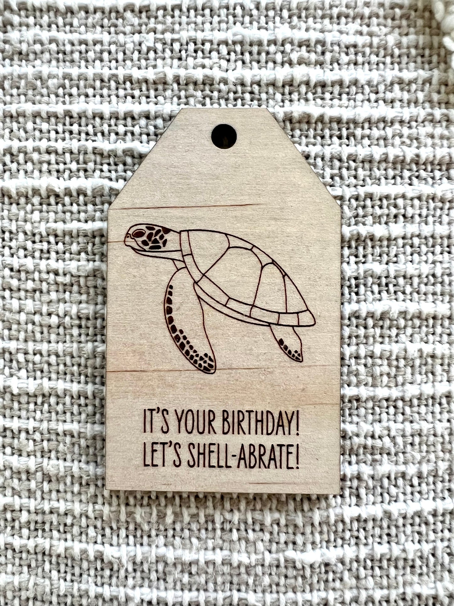 Wooden Birthday Gift Tag - Green Turtle