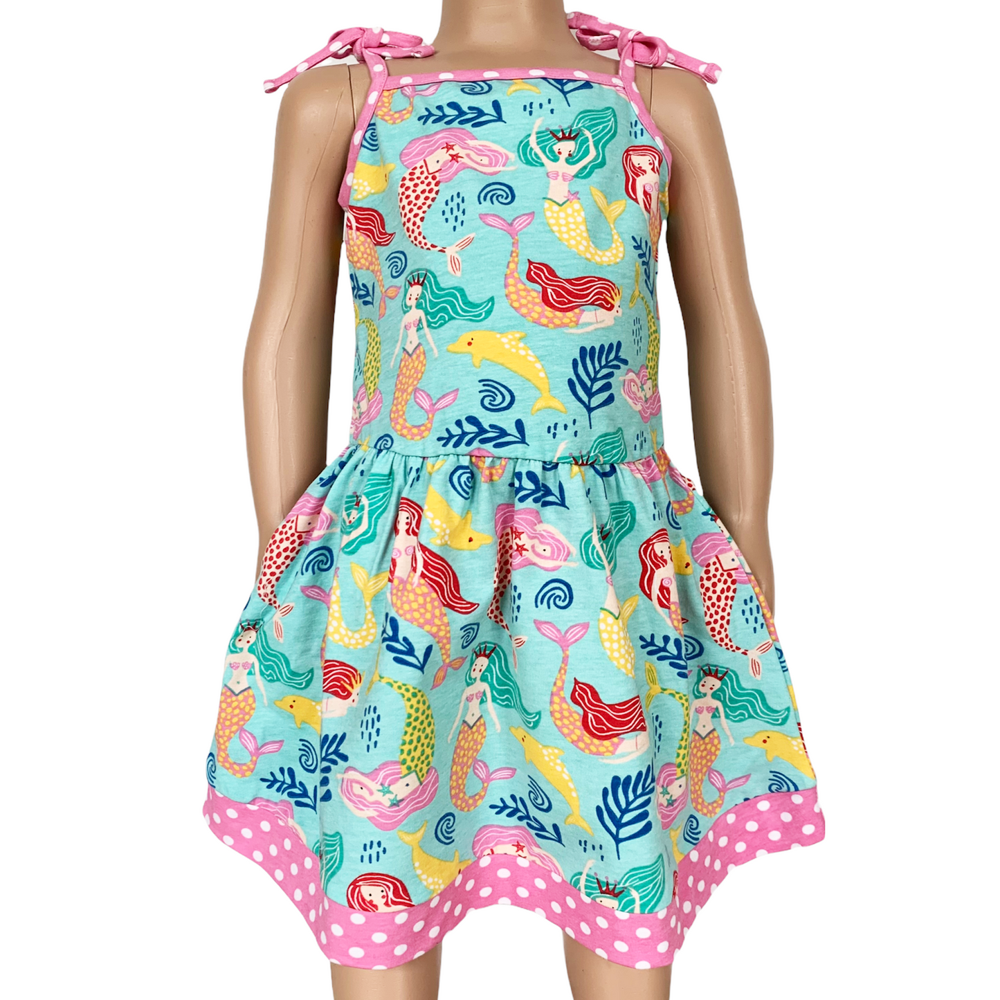 AnnLoren Little Big Girls Mermaid Sea Creatures Dress Cotton Knit