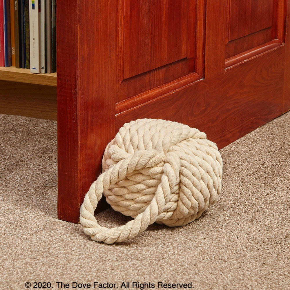 Nautical Rope Knot Fabric Door Stop - Off White/Tan/Cream/Egg Shell