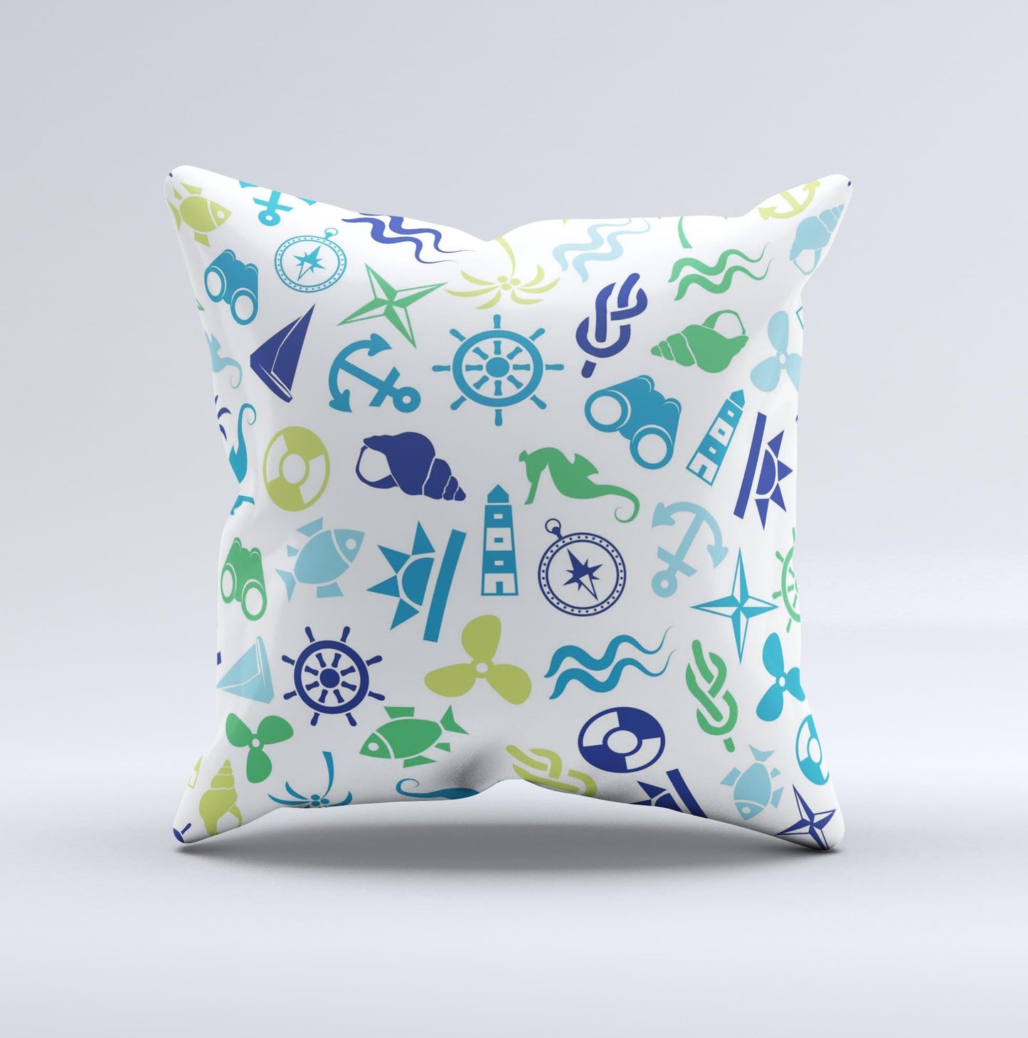 Nautical Vector Shapes Ink-Fuzed Decorative Throw Pillow