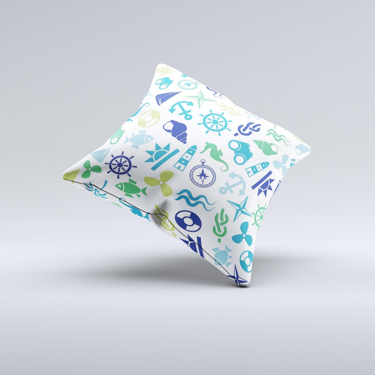 Nautical Vector Shapes Ink-Fuzed Decorative Throw Pillow