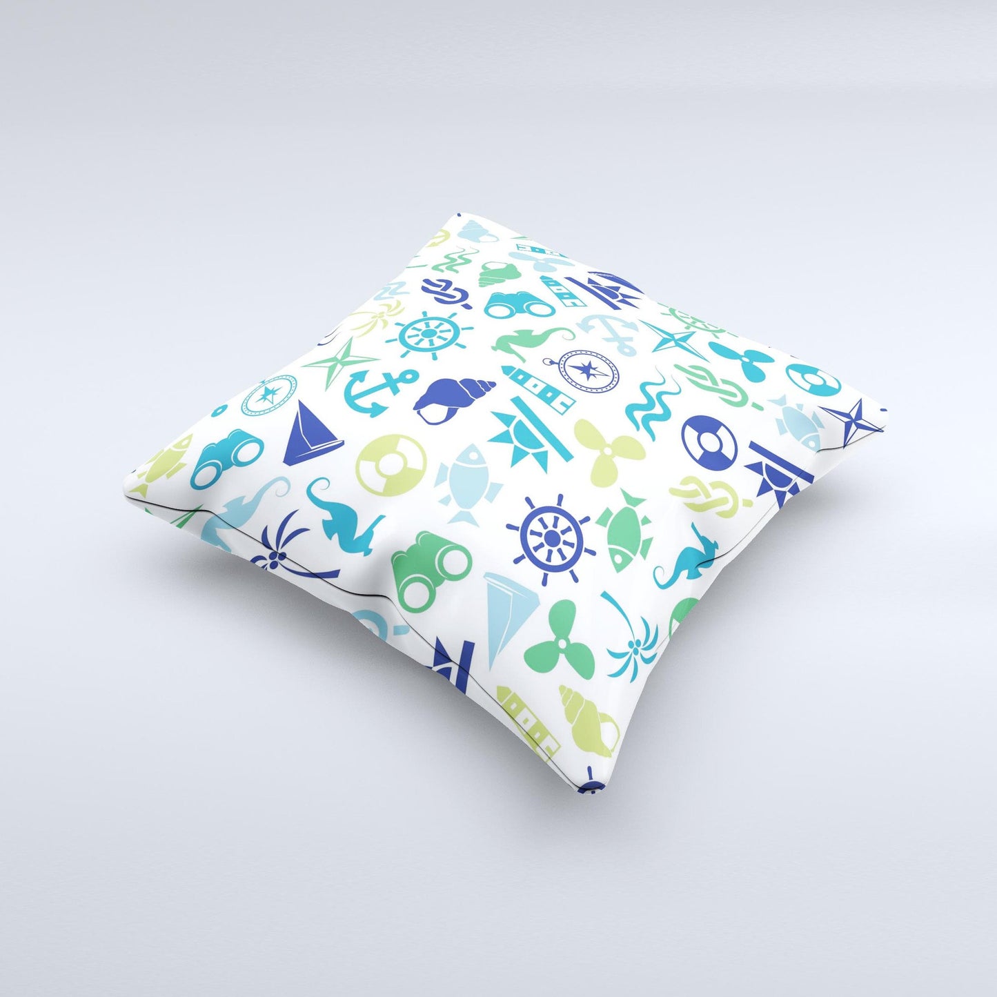 Nautical Vector Shapes Ink-Fuzed Decorative Throw Pillow