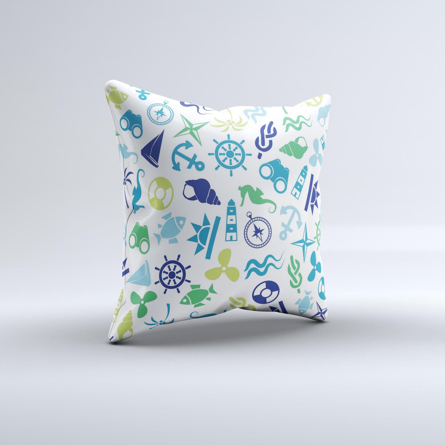 Nautical Vector Shapes Ink-Fuzed Decorative Throw Pillow