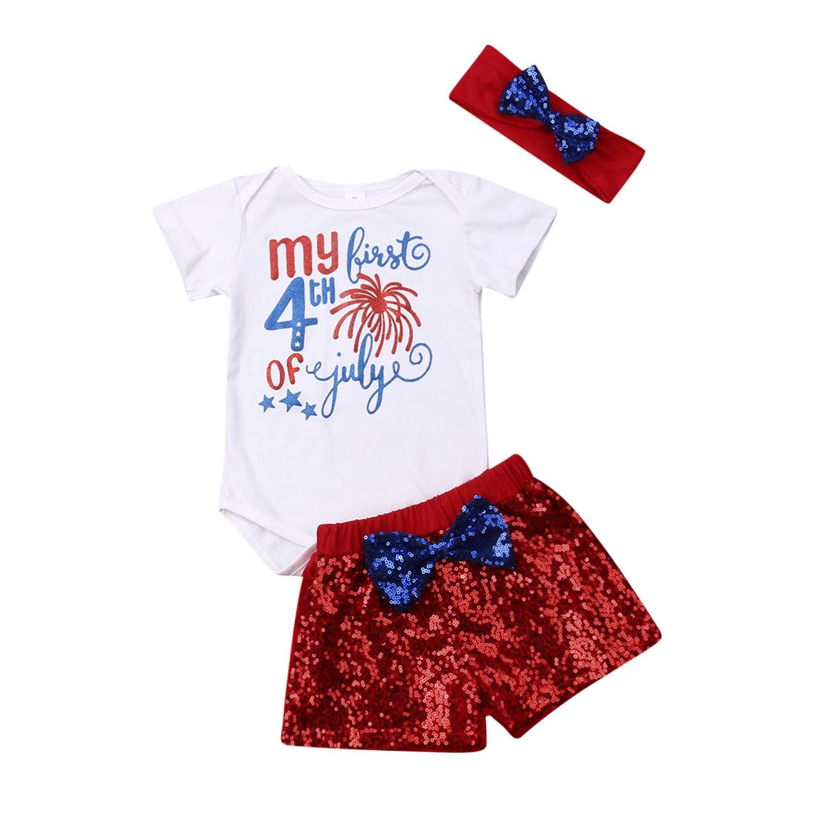 Newborn Baby Girl Boys 4th of July Top Romper