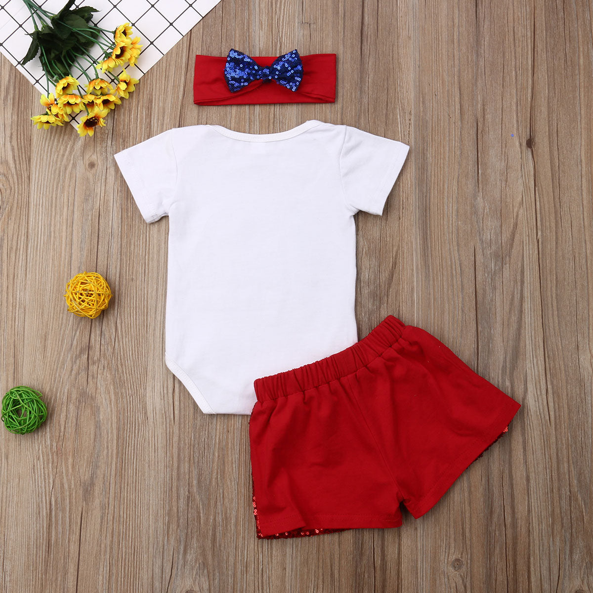 Newborn Baby Girl Boys 4th of July Top Romper