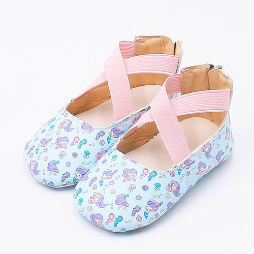 Newborn Baby Girls Shoes Mermaid Printed Ballet