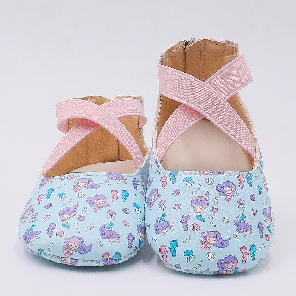 Newborn Baby Girls Shoes Mermaid Printed Ballet