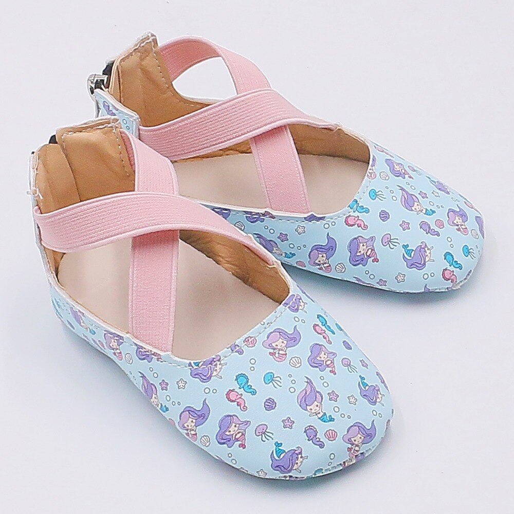 Newborn Baby Girls Shoes Mermaid Printed Ballet