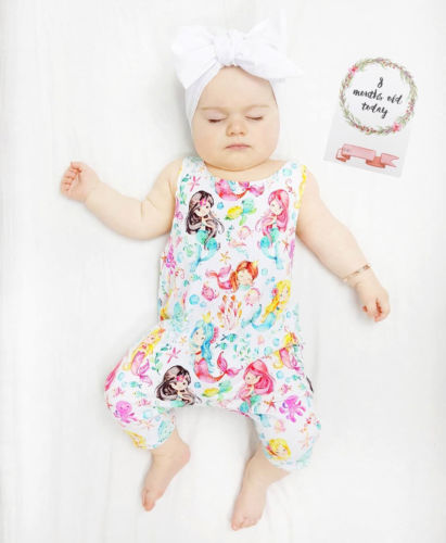 Newborn Infant Baby Girl Mermaid Cotton Sleeveless