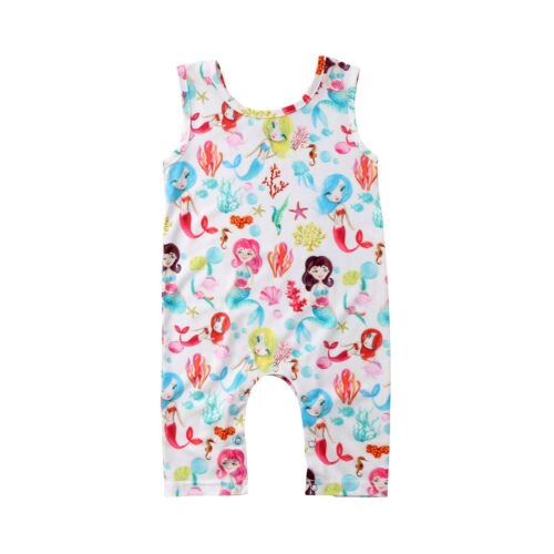 Newborn Infant Baby Girl Mermaid Cotton Sleeveless