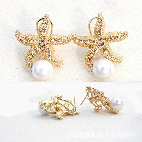 Ocean Whisper Starfish Pearl Earrings