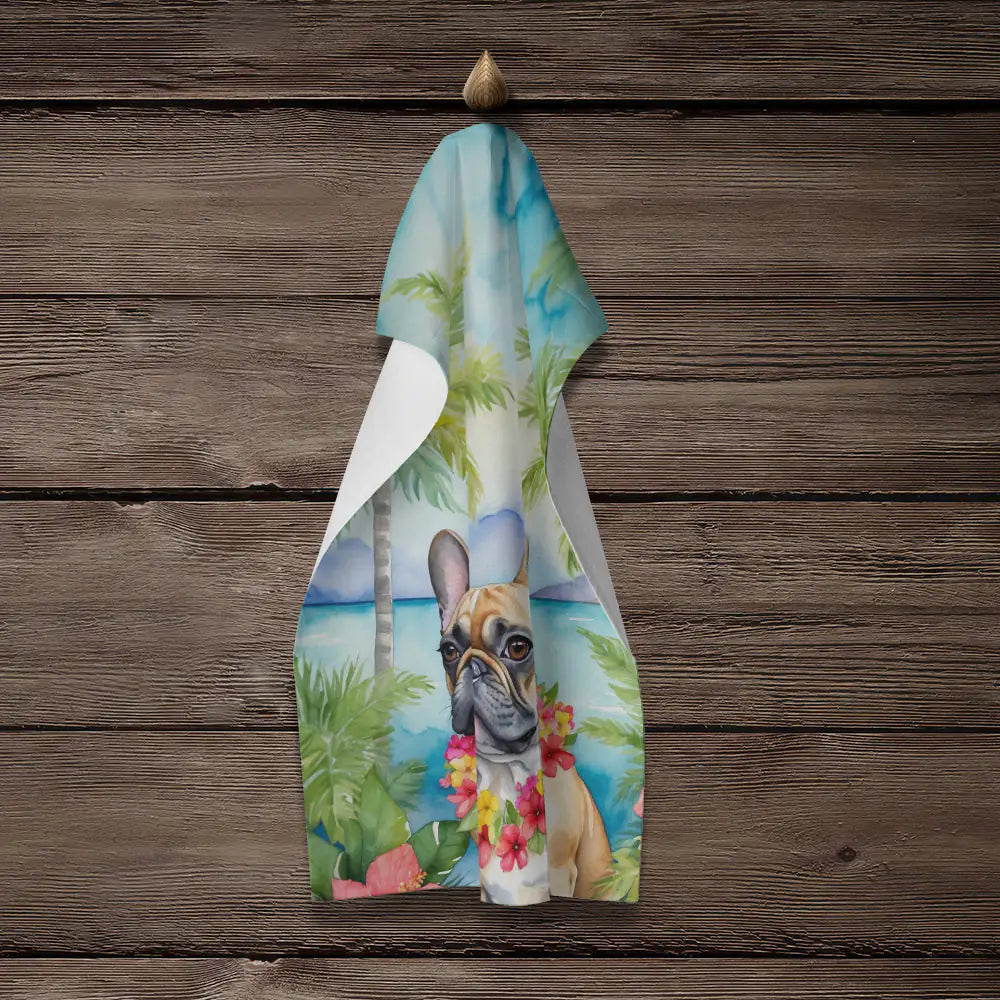 Frenchie Luau Velour Towel